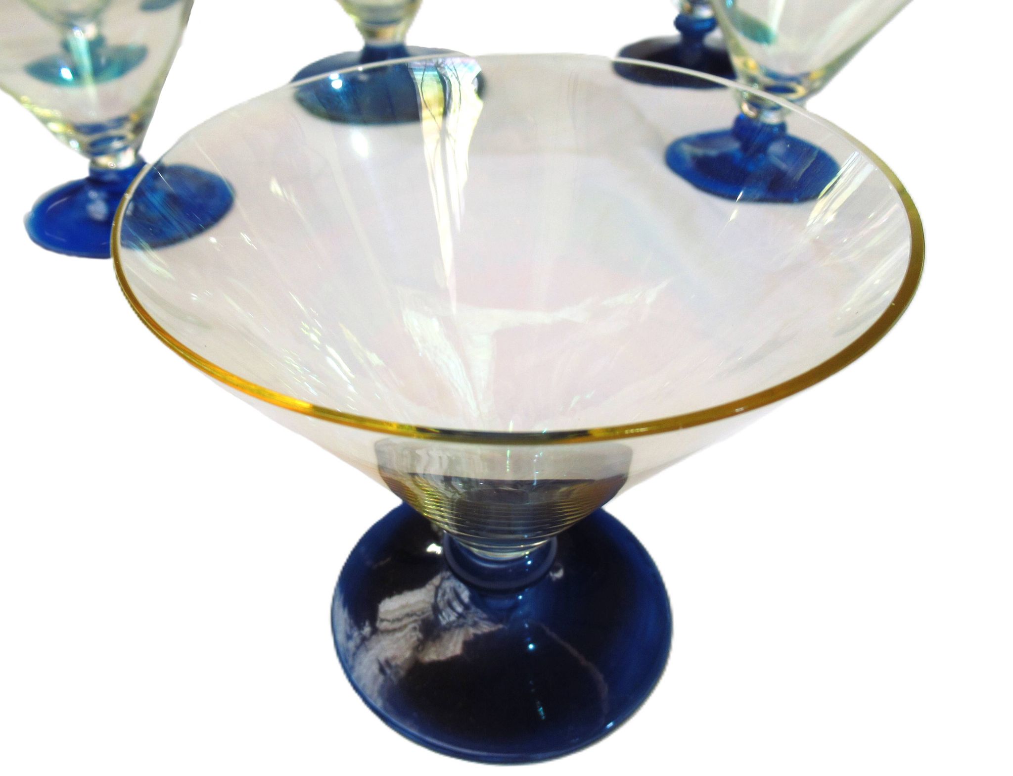 Postmodern service bar blown glass – 1 carafe and 6 St Murano glasses