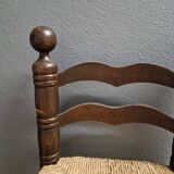 Charles Dudouyt (1885-1946) - Low chair in turned wood and straw - 1940