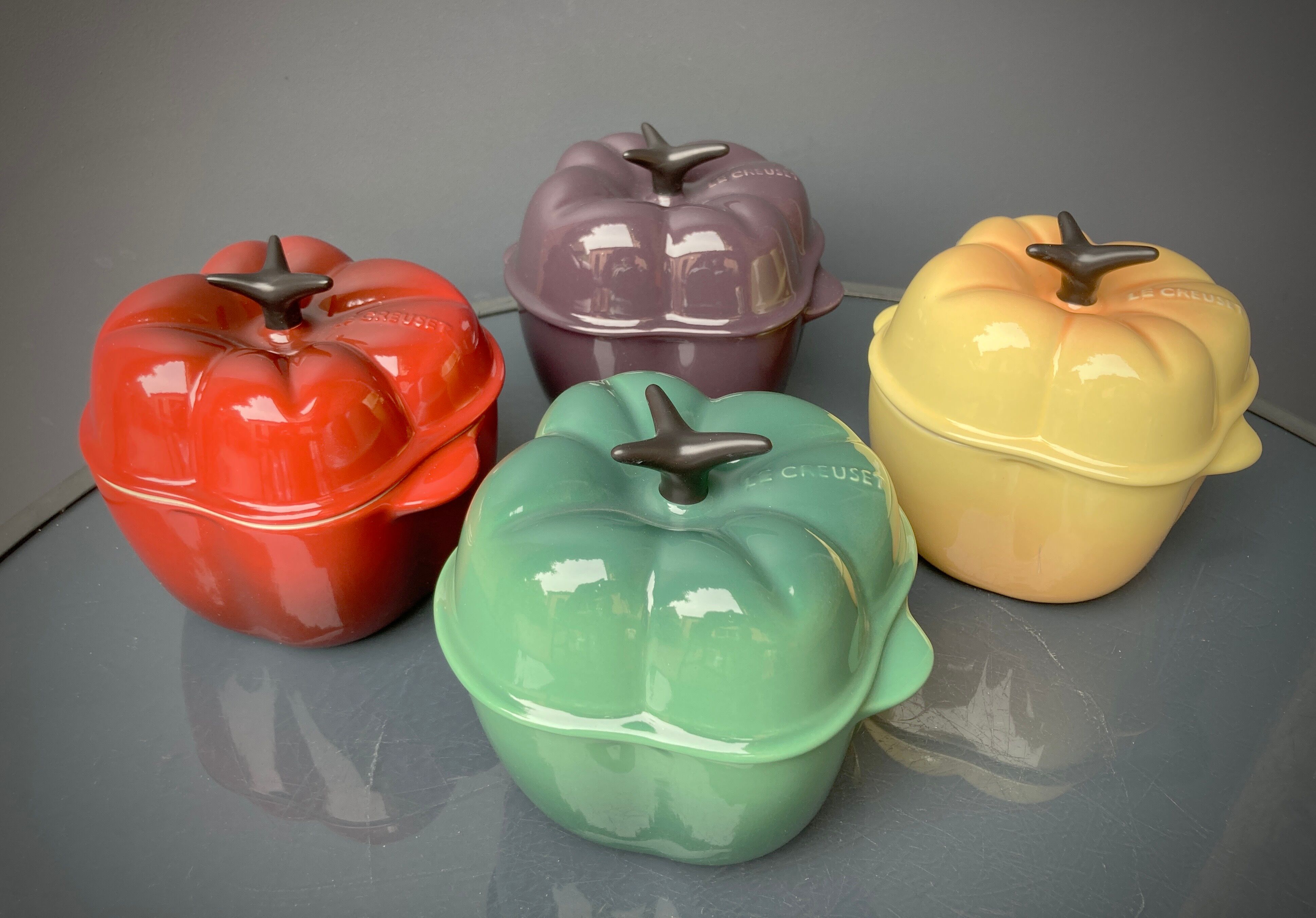 Four Le Creuset ceramic casseroles
