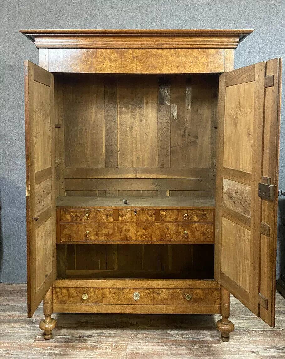 Empire period wardrobe in elm in blond oak circa 1810