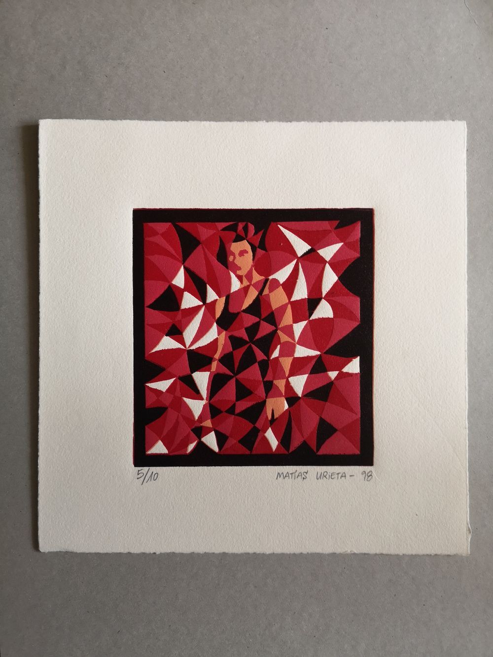 Lithograph by Matias Urieta - 'Mujer Fuego' - numbered 5/10 - 1998