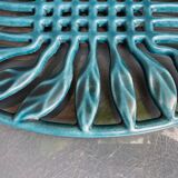 Old flat rest in enamelled cast iron celadon green