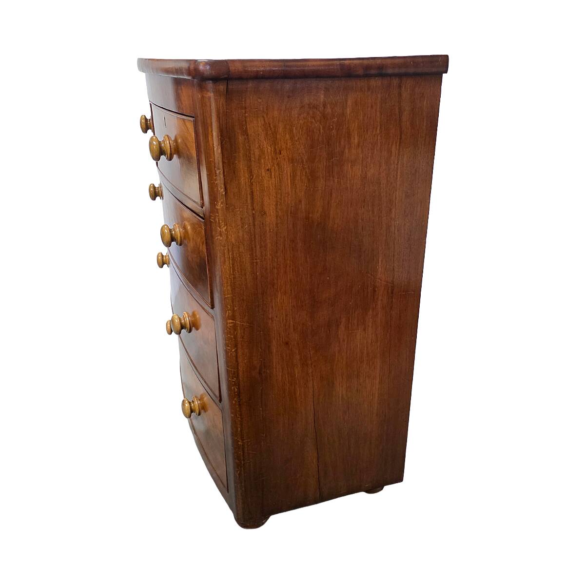 Antique English Victorian mahogany chest of drawers, early 1900s