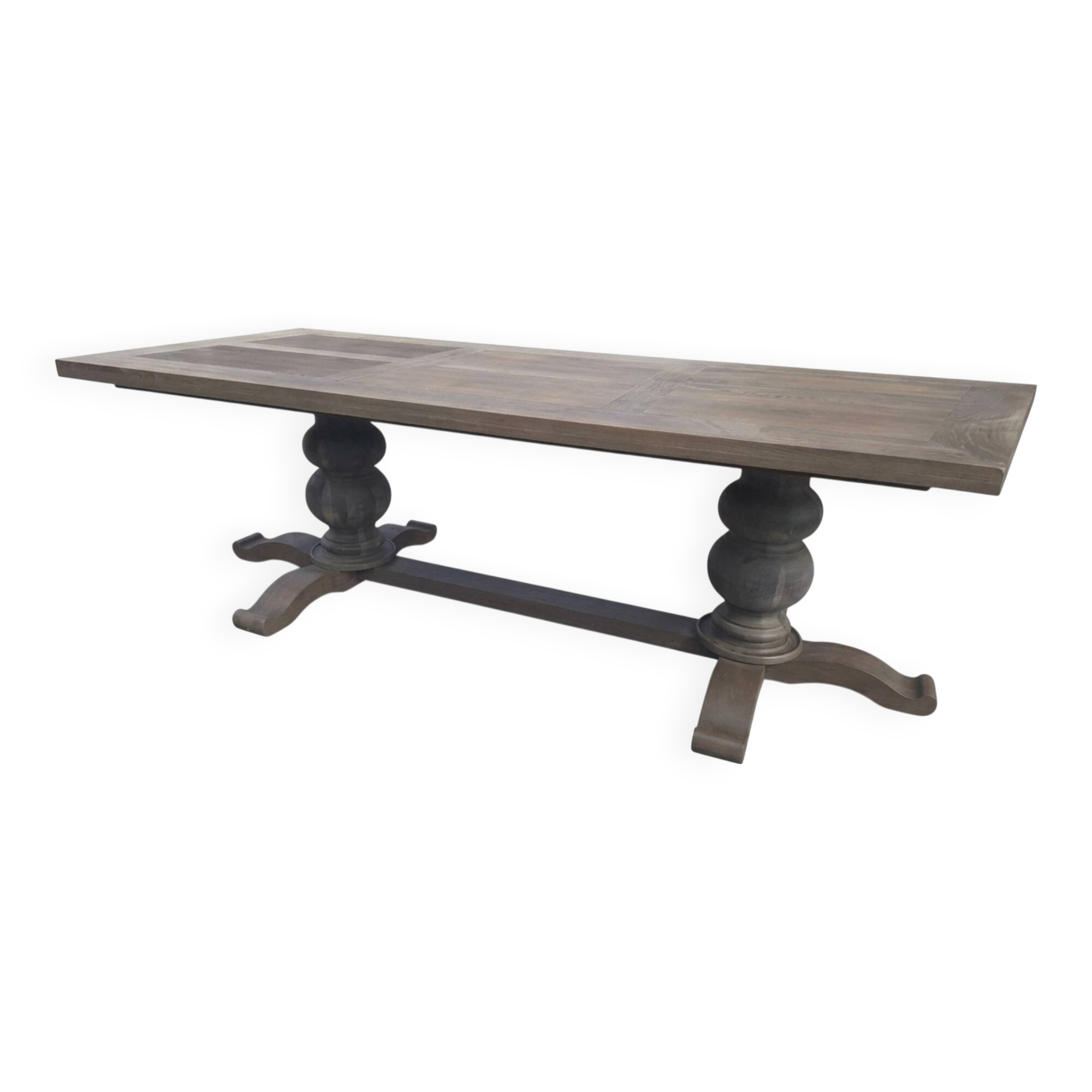 Table de ferme en chêne patiné gris