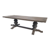 Table de ferme en chêne patiné gris