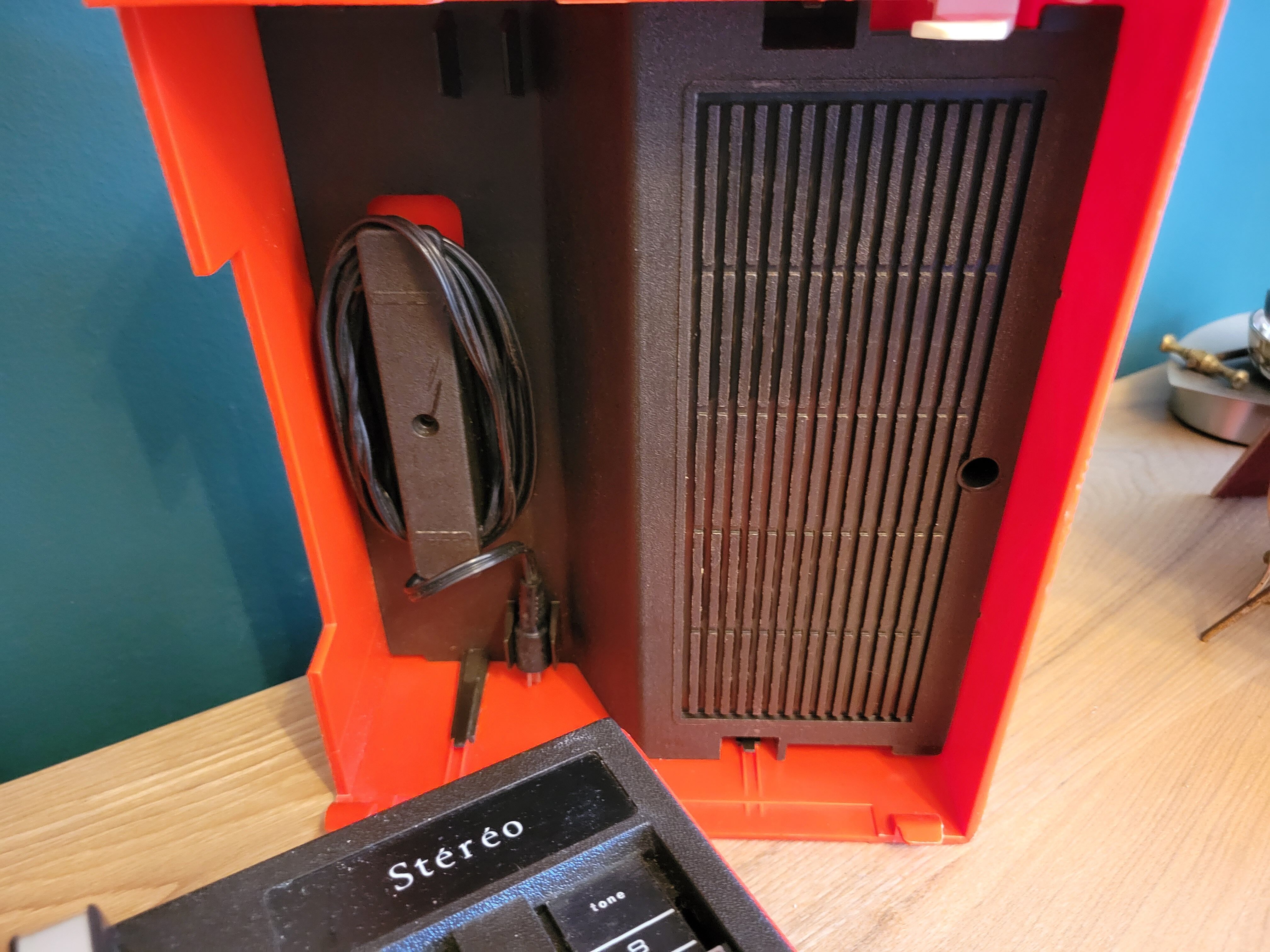 Vintage stereo electrophone record player Continental Edison red orange