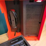 Vintage stereo electrophone record player Continental Edison red orange