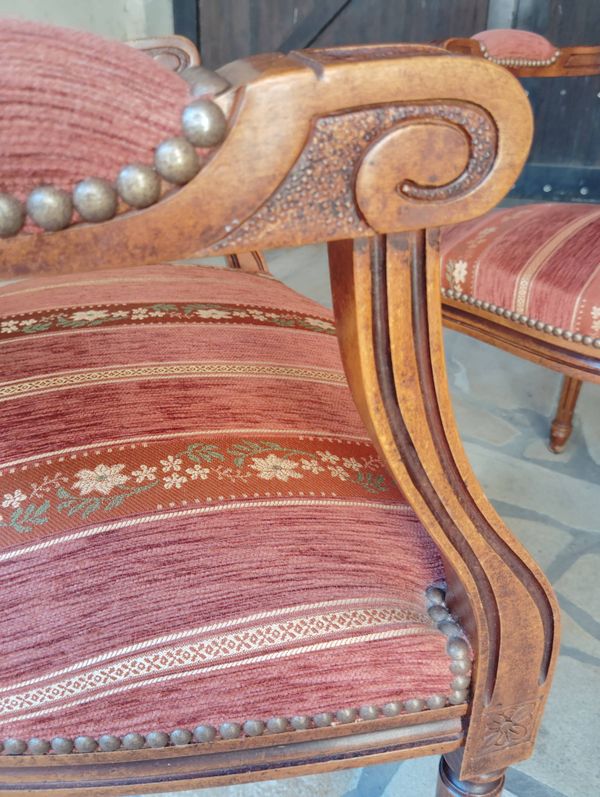 Set de 2 fauteuils médaillon Louis XVI