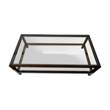 Black and gold coffee table with a double smoked glass top