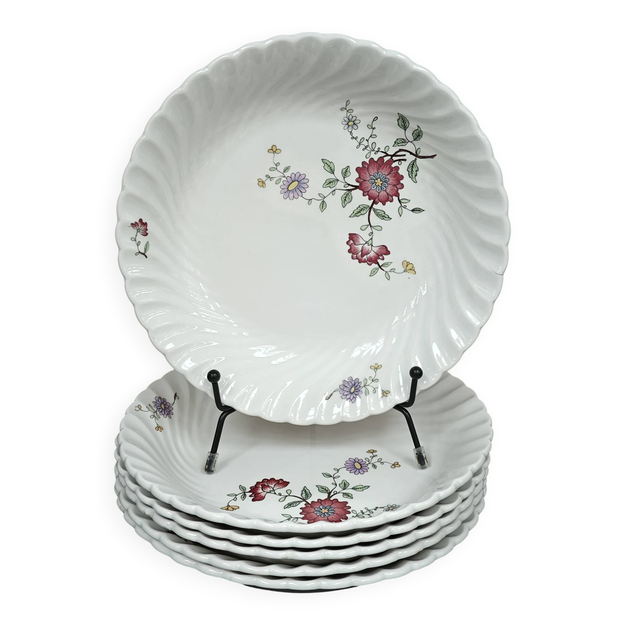 Set of 6 deep plates KG Lunéville Service Fleurs des Indes