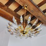 Chandelier '"sun" by Oscar Torlasco for Stilkronen cut glass triedri, Italy, 1970