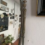 Large French Napoleon III Period Oval Bronze Wall Mirror, 19th Century