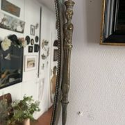 Large French Napoleon III Period Oval Bronze Wall Mirror, 19th Century