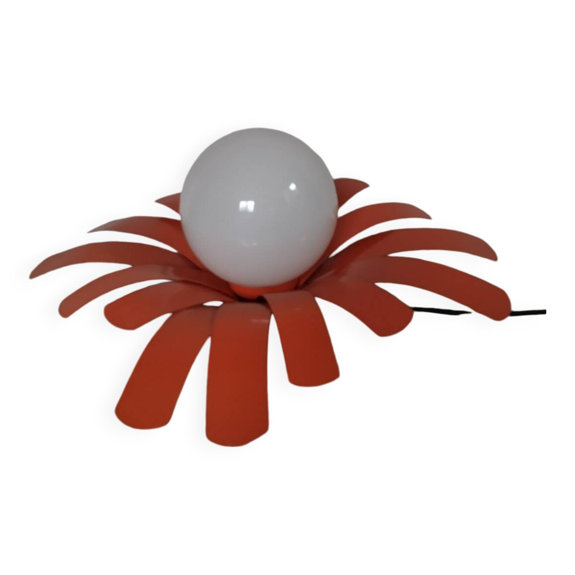 Orange metal flower lamp, 1970