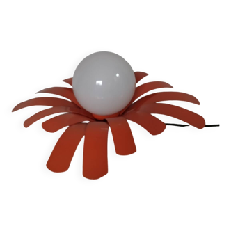 Lampe fleur en métal orange, 1970