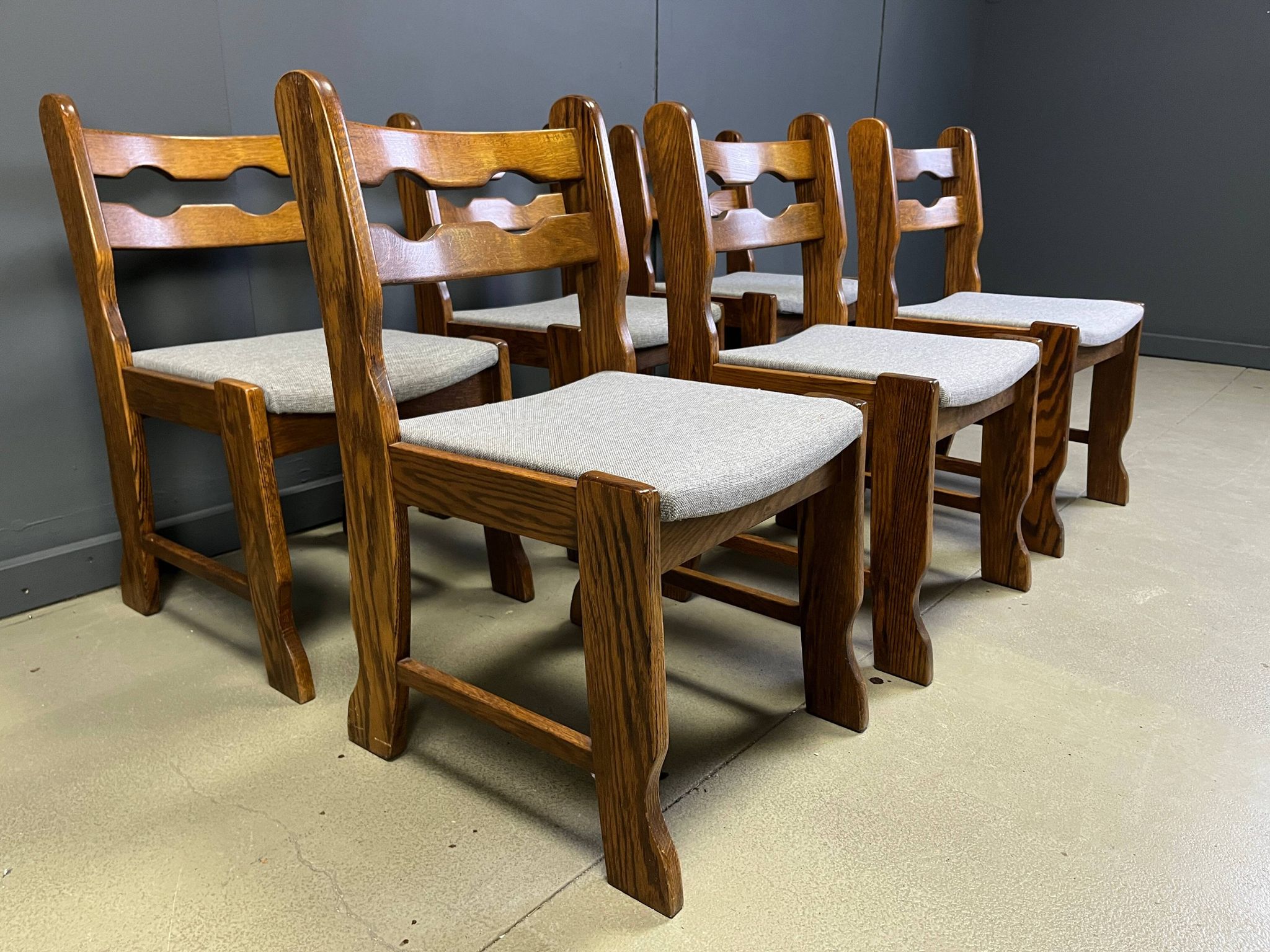 Brutalist dining chairs, set of 6 - 1960s