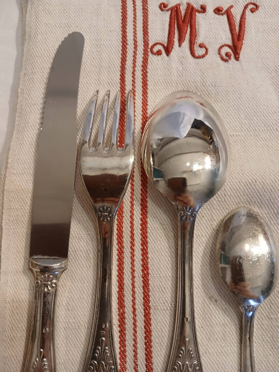 Antique flatware set for 51 place settings