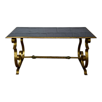 Golden wrought iron coffee table