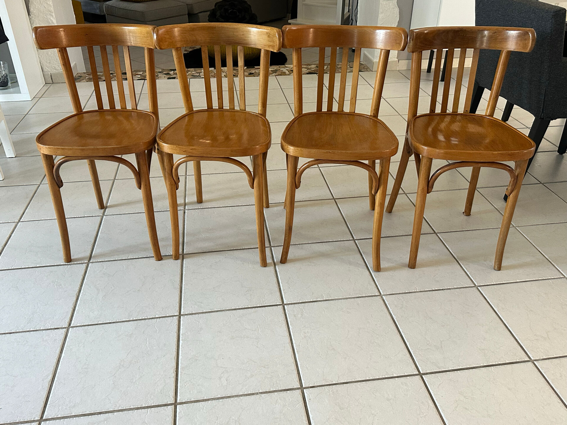 Set of 4 vintage bistro chairs from the 1960s.