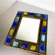Italian mid-century mirror by Creaciones Gobesso, blue & yellow Murano rock crystals, circa 1960s