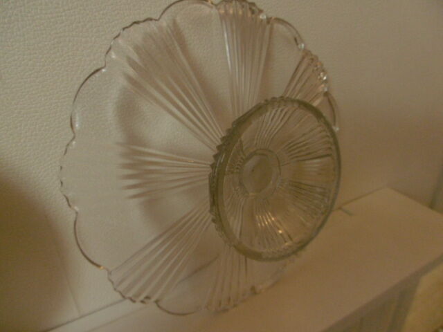 Art Deco glass cake dish