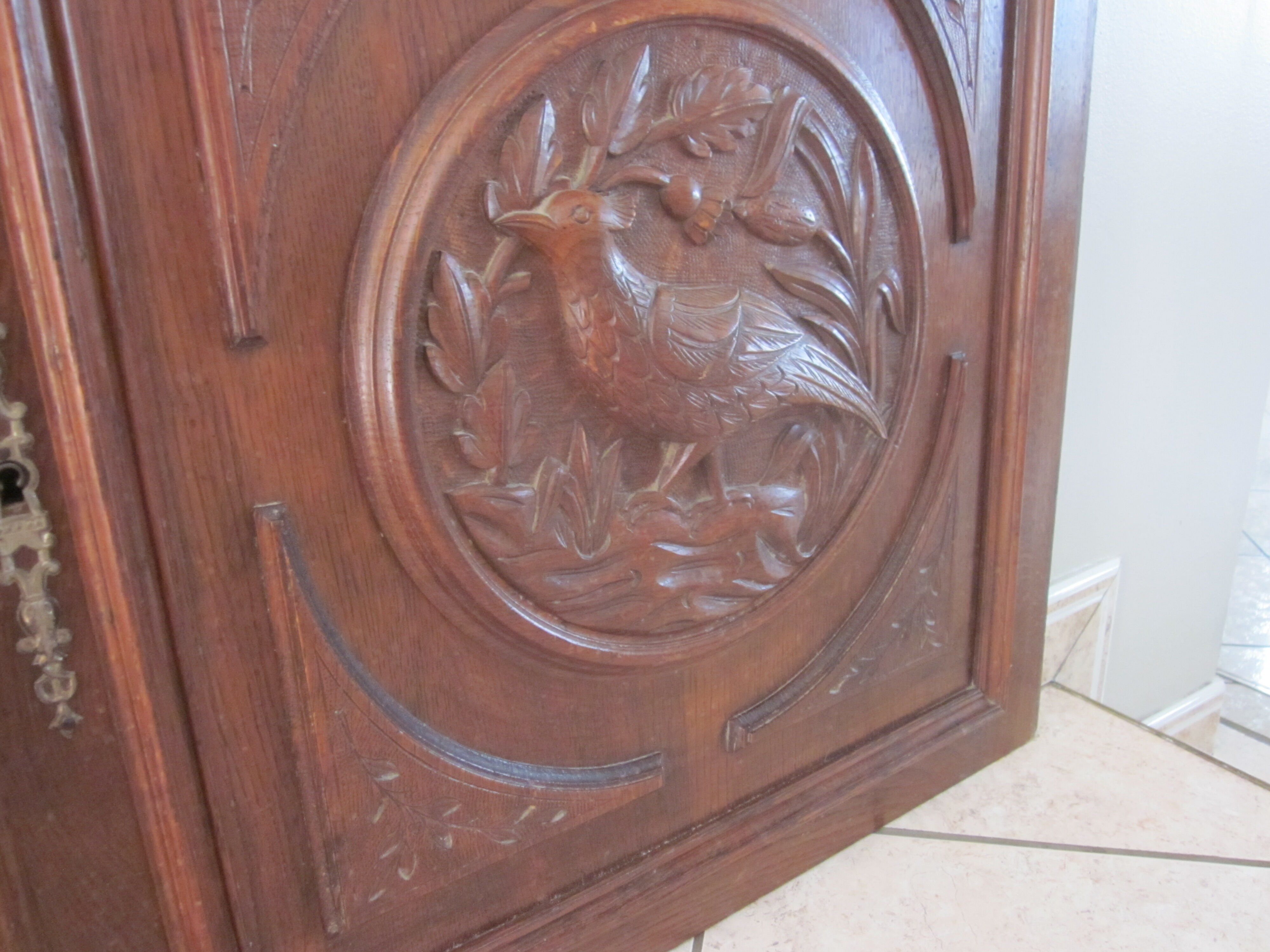 Pair of old carved wooden door