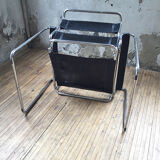 Bauhaus modernist leather chrome armchairs