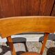 6 vintage 1960s wooden bistro chairs with camel faux leather.
