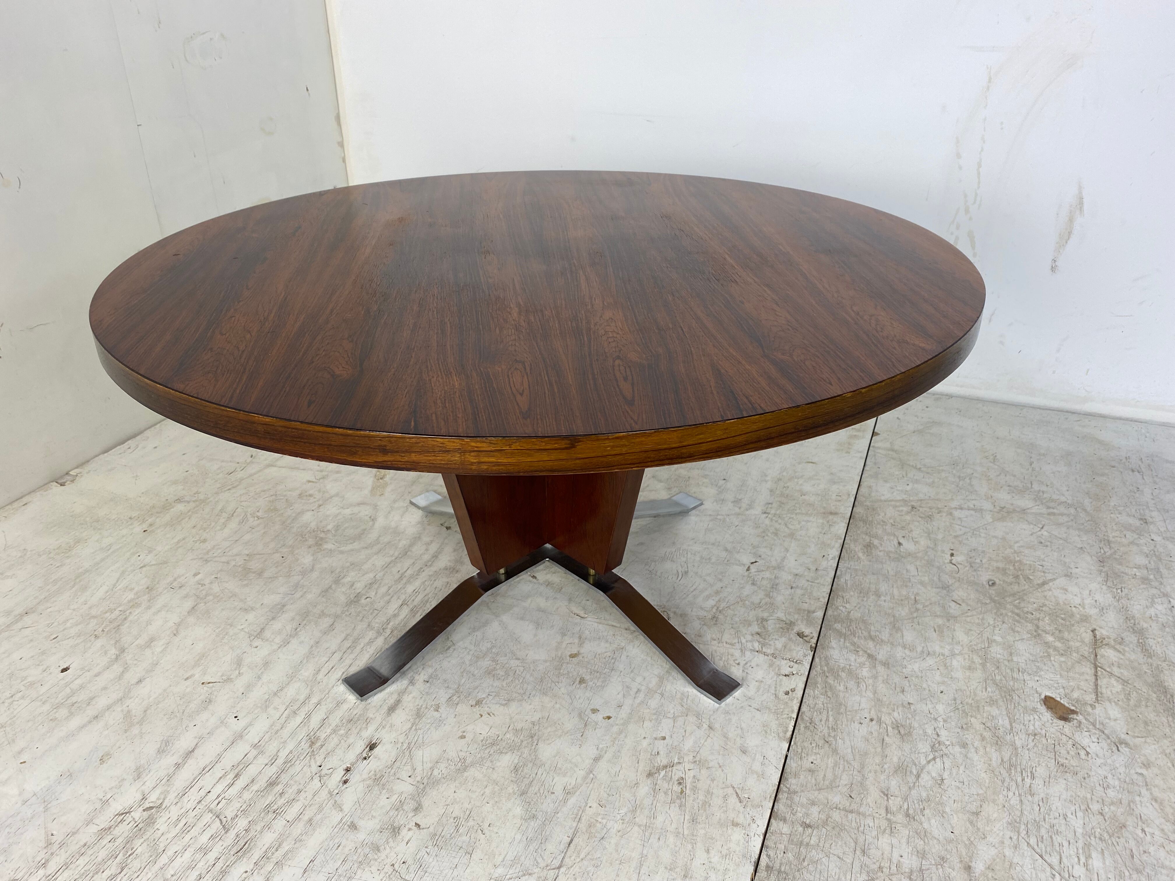 Table basse art déco moderniste en palissandre et acier chromé, années 1930