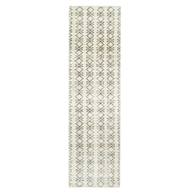 1970s Turkish Hand-Knotted Wool Cotton Beige Runner Rug 70x262
