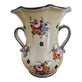 Vase ancien en céramique italienne décor polychrome