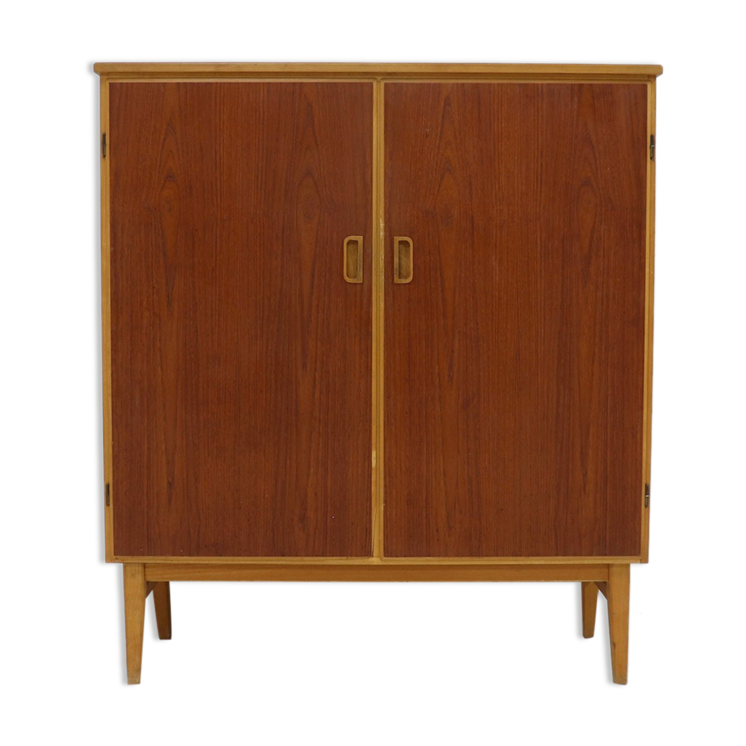 Armoire scandinave bicolore en teck et bouleau avec tiroirs des années 1960