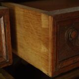 Neo-Renaissance oak cash desk and step