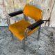 Pair of Vintage 1970s Chrome Metal Armchairs with Orange Fabric and Wood