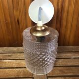 Old molded glass pendant lamp + vintage golden support