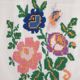 Old folk Romanian floral decorative towel with tassels, table runner, with rich cross stitched design made on home handmade cotton fabric