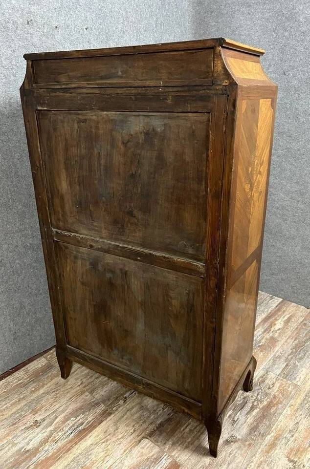 Louis XV style secretary in precious wood marquetry with floral decorations