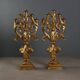 Paire de candélabres anciens en bois sculpté et doré, 5 lumières, XVIIIe siècle