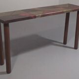 Console en cuivre et hêtre teinté Lorenzo Burchiellaro, Italie, années 1960