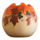 Legras vase boule jaune orangé à décor de vigne