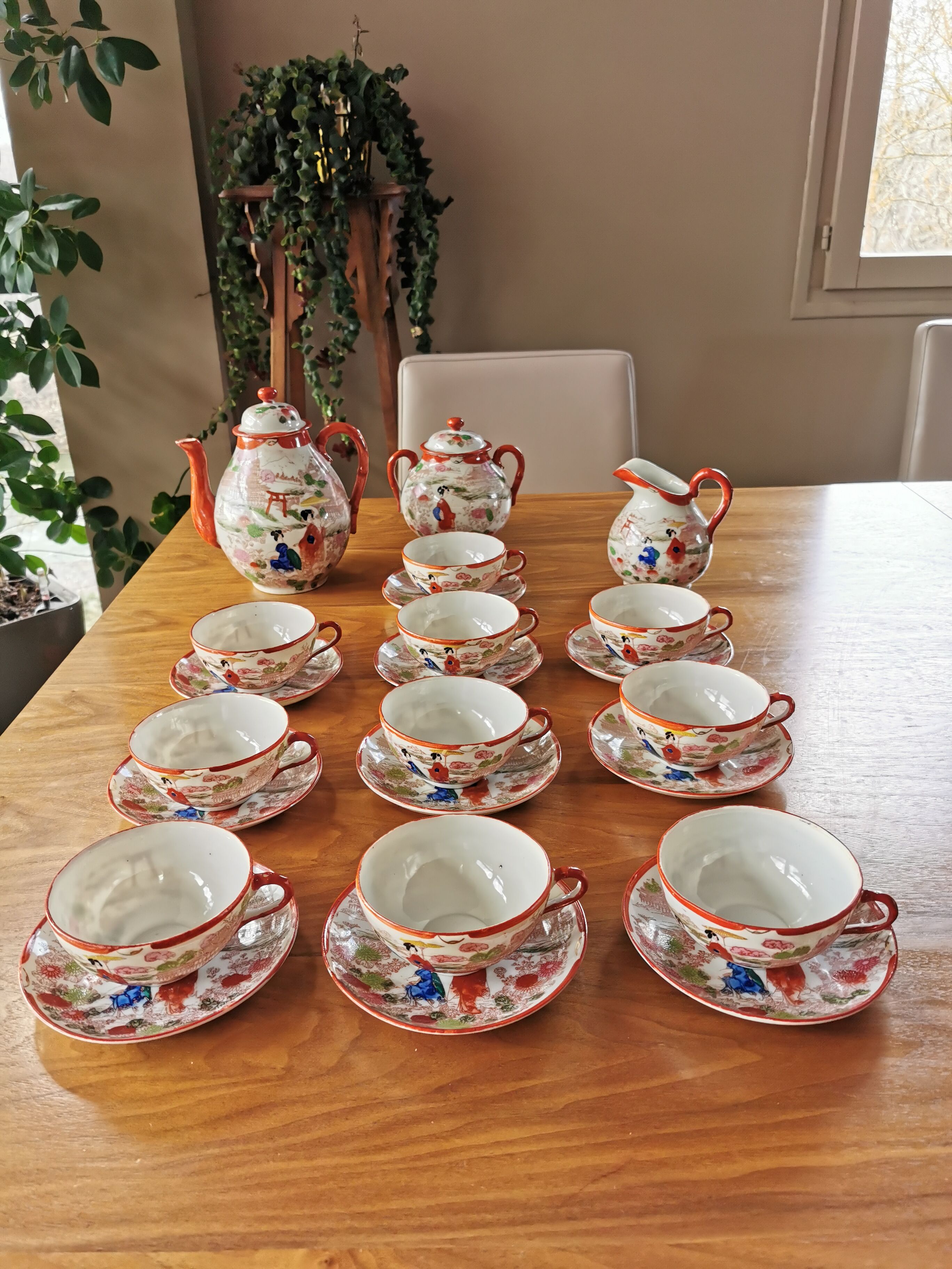 Great old Japanese tea set made of porcelain