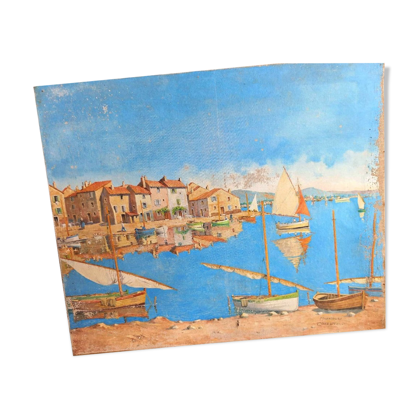 Oil sue canvas in old linen