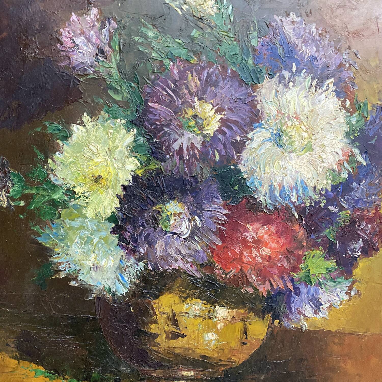 Painting early 20th century "Dahlias"