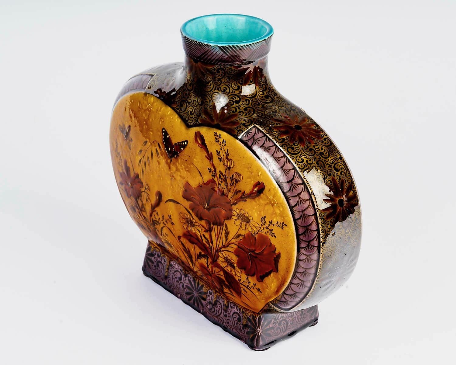 Théodore Deck (1823-1891) Vase. Japonese style in earthenware circa 1885