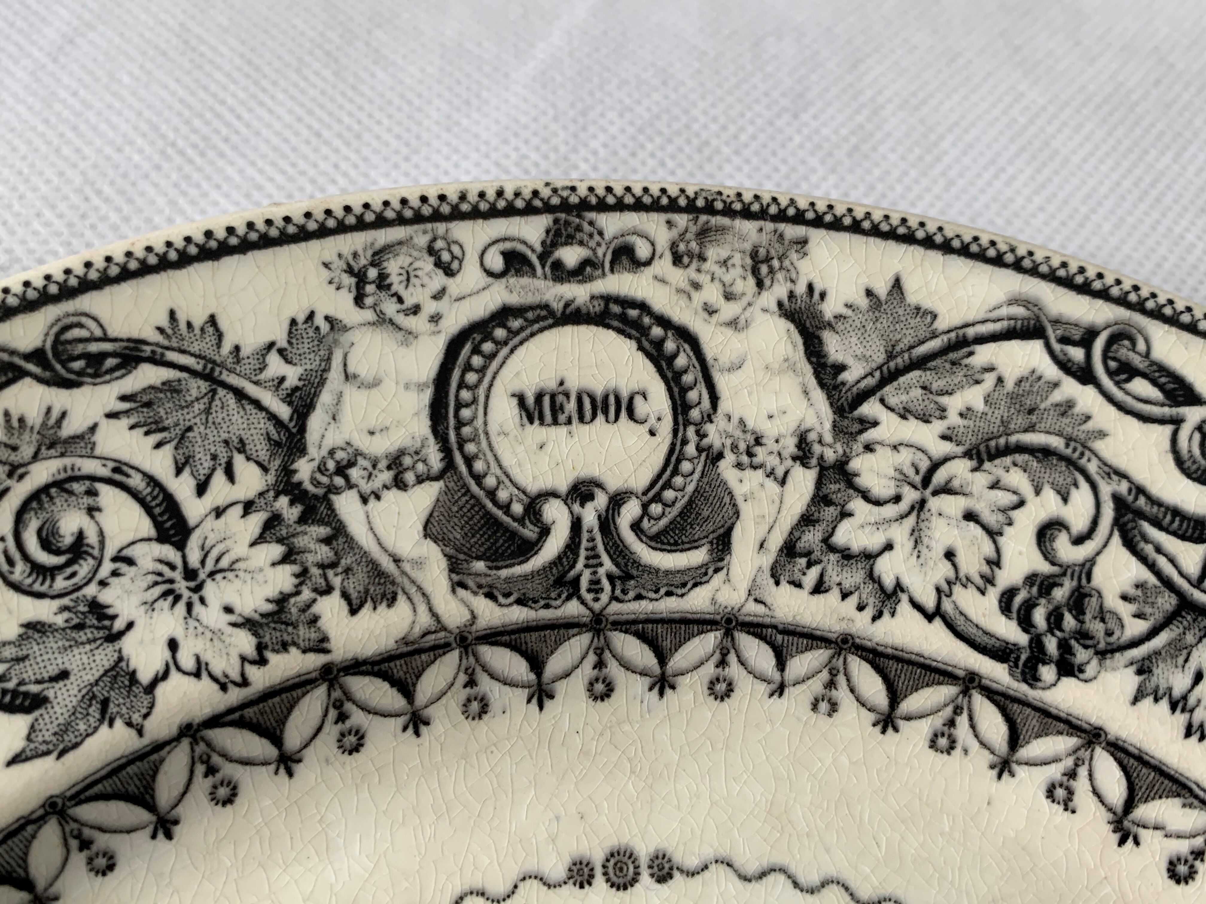 6 old dessert plates Old and Johnston Bordeaux 19th century Médoc and its castles