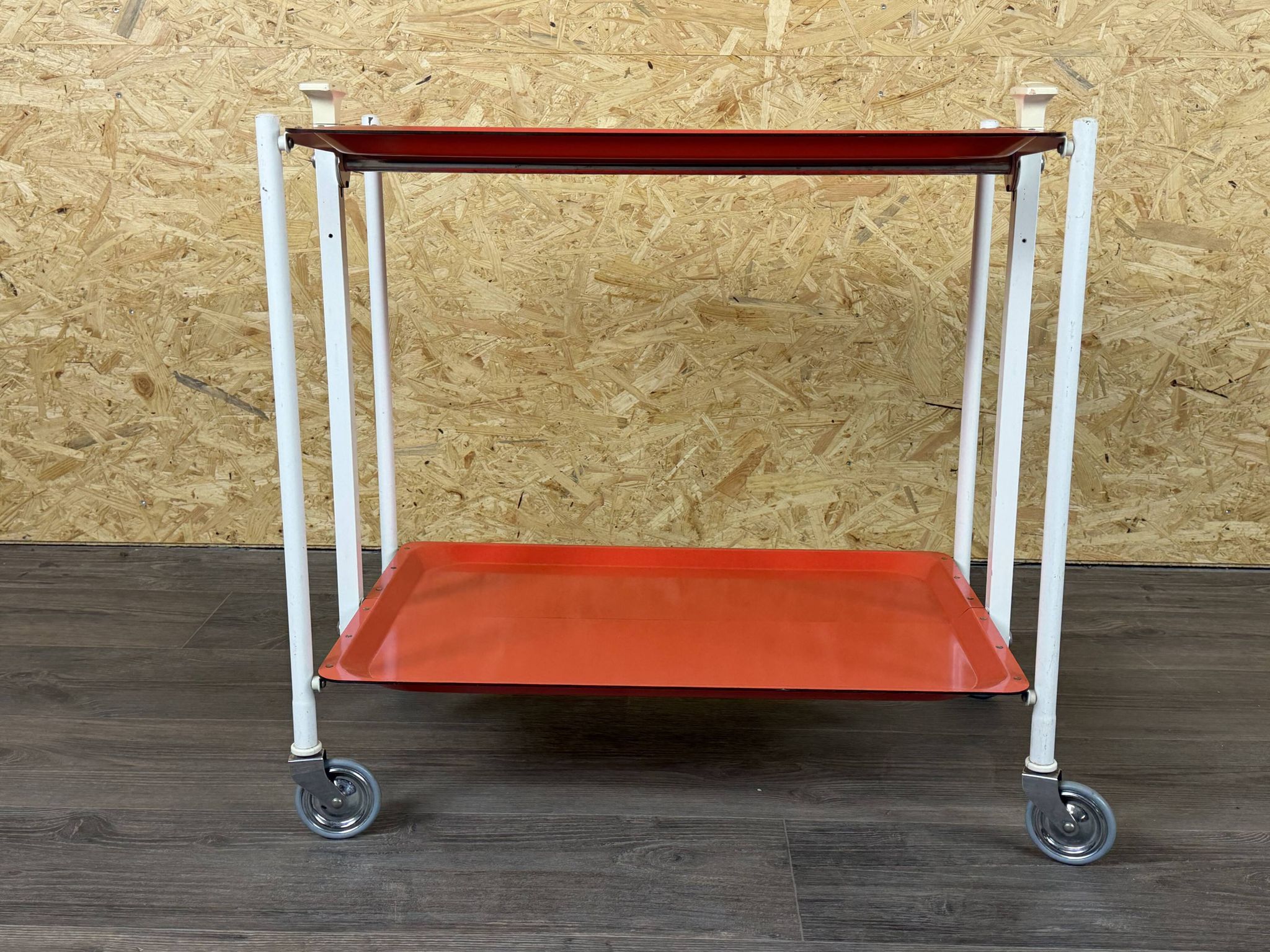 1960s 1970s Serving Cart Dinette Side Table Orange Space Age Design