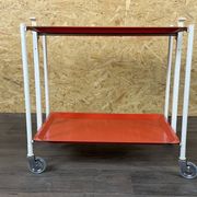 1960s 1970s Serving Cart Dinette Side Table Orange Space Age Design