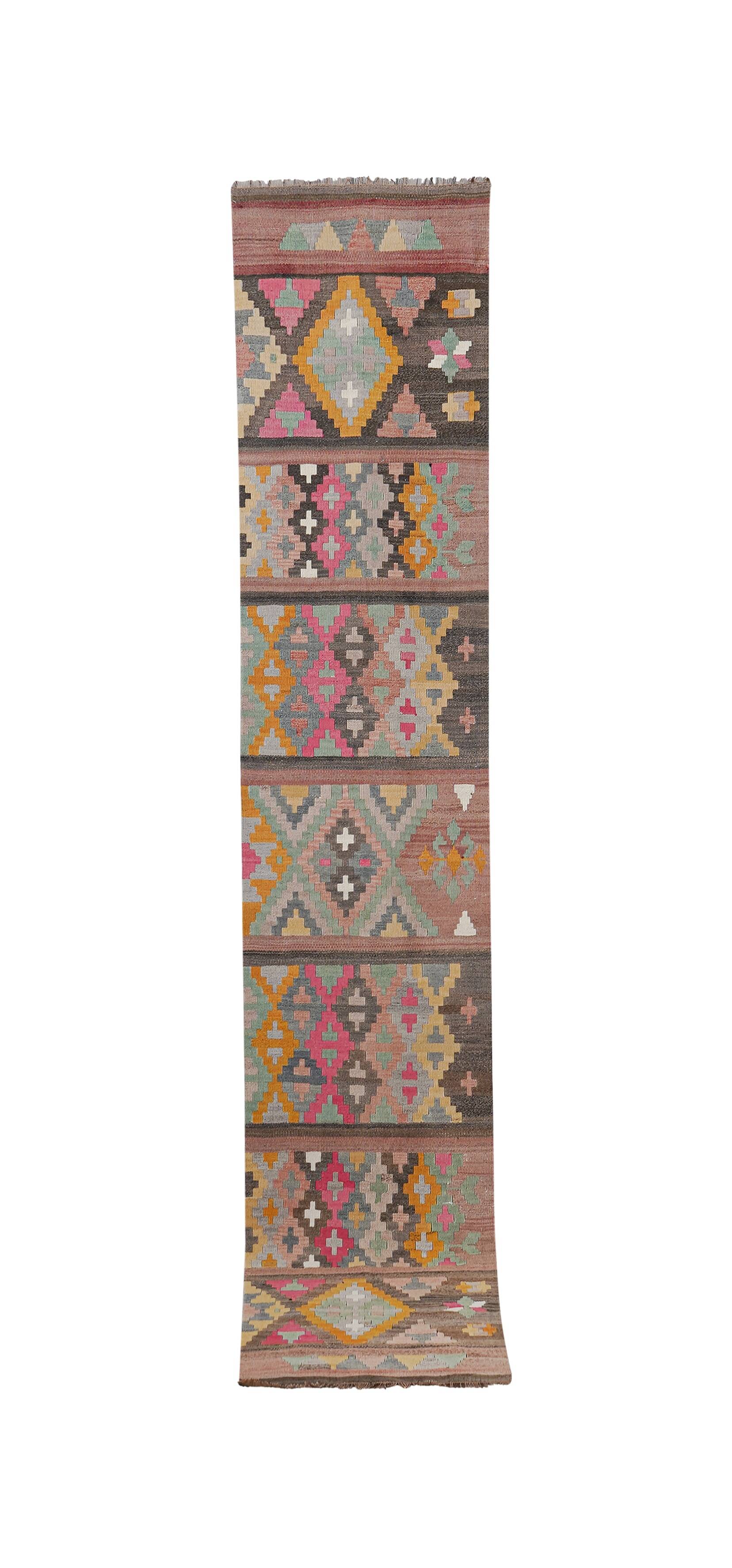 Vintage Turkish Oushak Handwoven Rug 72x384 cm