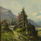 Oil on canvas "Mountain Landscape", signed C. Lion – Late 19th century