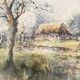 Tableau Aquarelle "Le Theil en Auge" par Denis Verspecht (1919/1991) Calvados